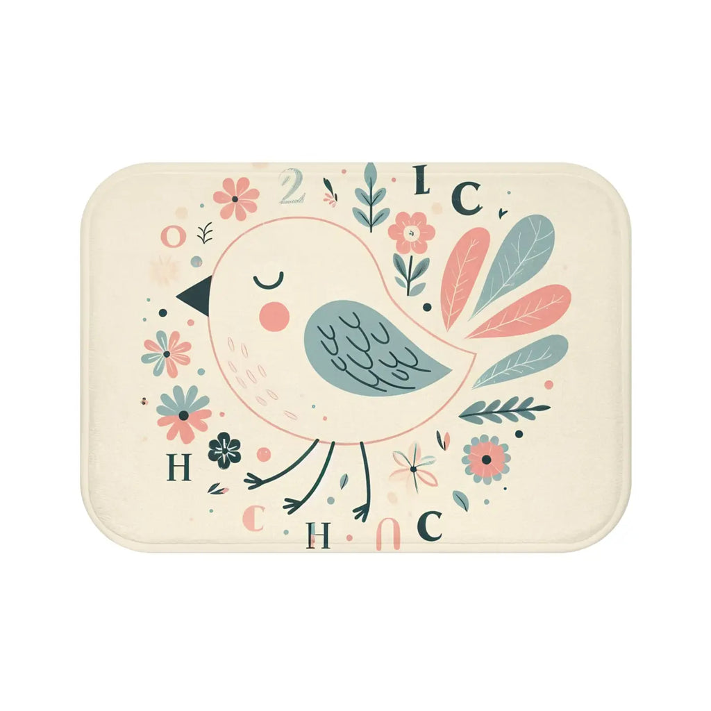 Pastel Flowers Microfiber Bath Mat - Memory Foam Comfort - DipaliZ