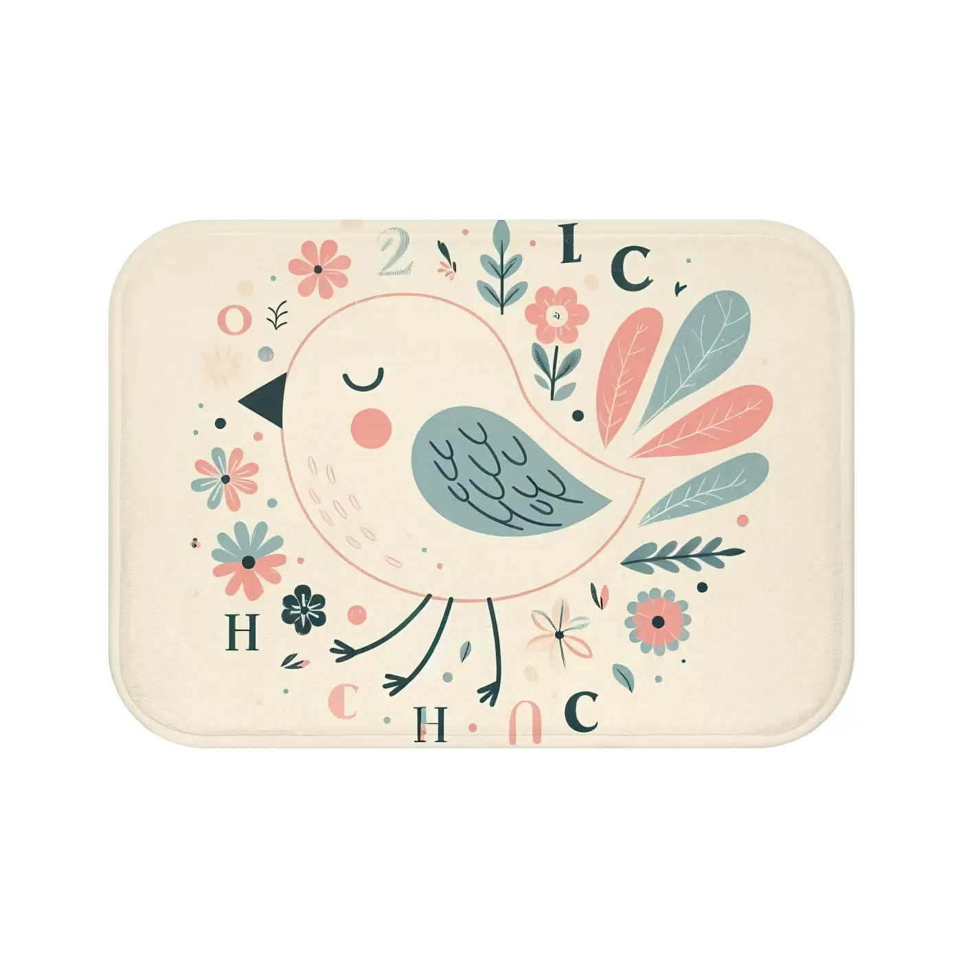 Pastel Flowers Microfiber Bath Mat - Memory Foam Comfort - DipaliZ
