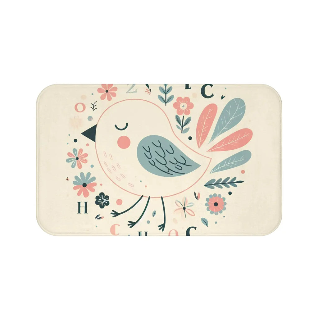 Pastel Flowers Microfiber Bath Mat - Memory Foam Comfort - DipaliZ