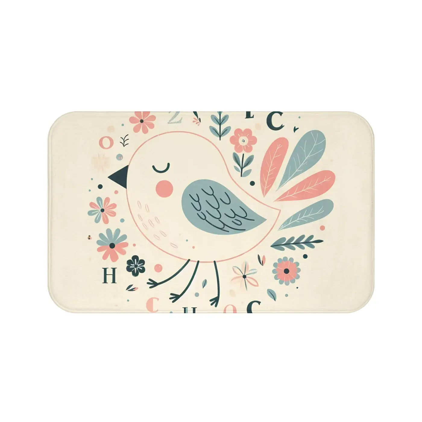Pastel Flowers Microfiber Bath Mat - Memory Foam Comfort - DipaliZ