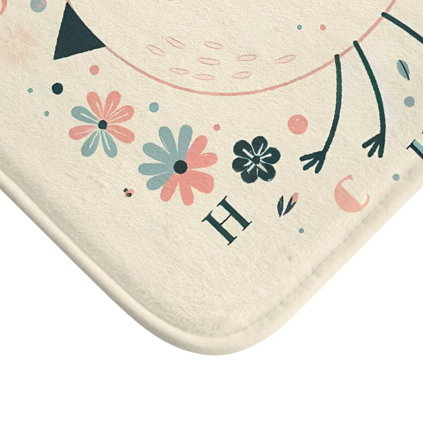 Pastel Flowers Microfiber Bath Mat - Memory Foam Comfort - DipaliZ