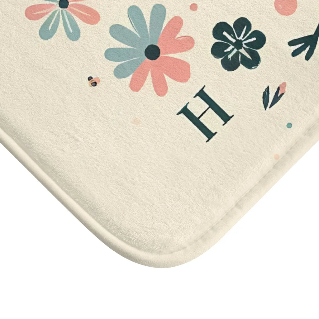 Pastel Flowers Microfiber Bath Mat - Memory Foam Comfort - DipaliZ