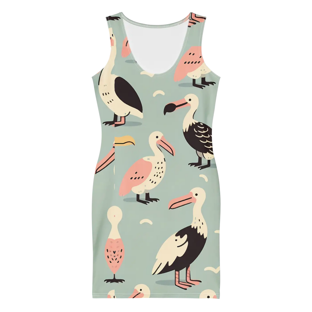 Bird Pattern Bodycon Dress - Trendy Outfit Statement - DipaliZ