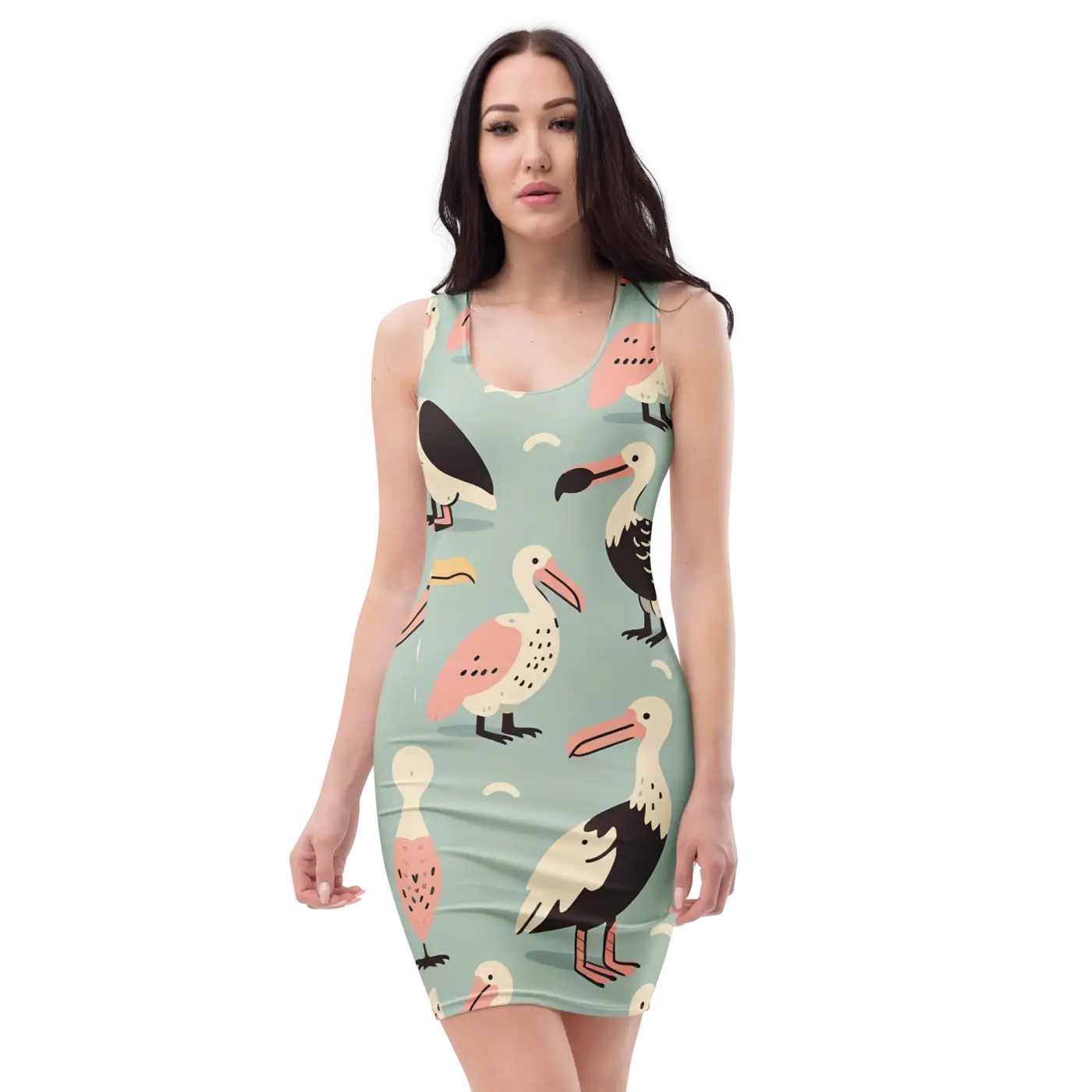 Bird Pattern Bodycon Dress - Trendy Outfit Statement - DipaliZ