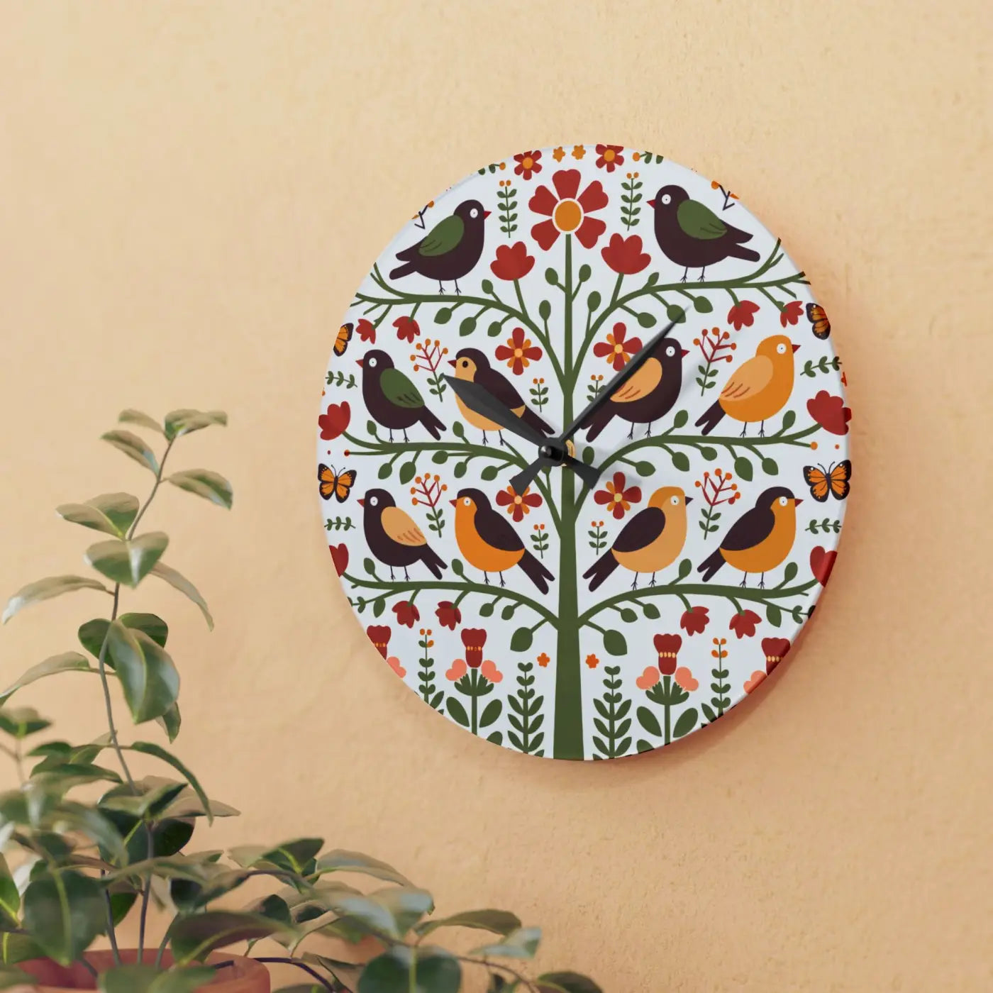 Vintage Bird Wall Clock - Vibrant Prints for Home - DipaliZ
