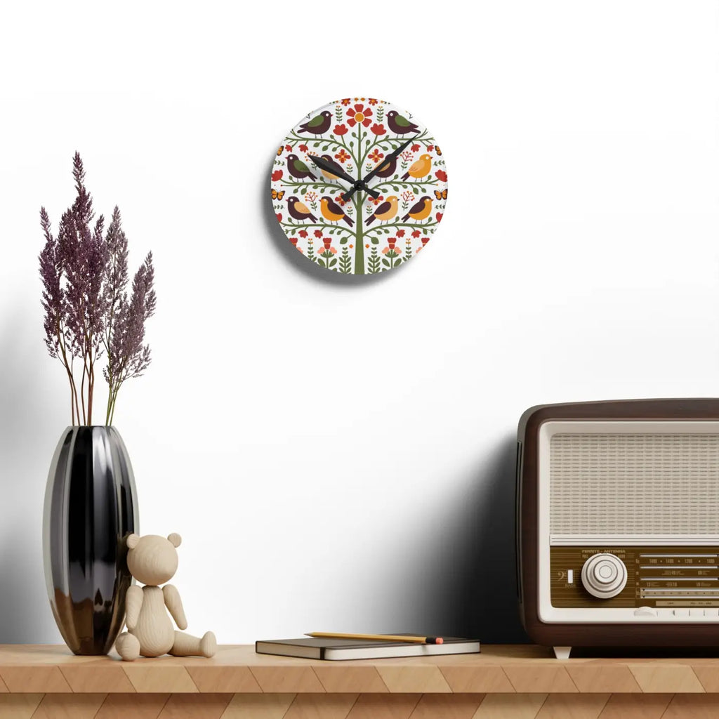 Vintage Bird Wall Clock - Vibrant Prints for Home - DipaliZ