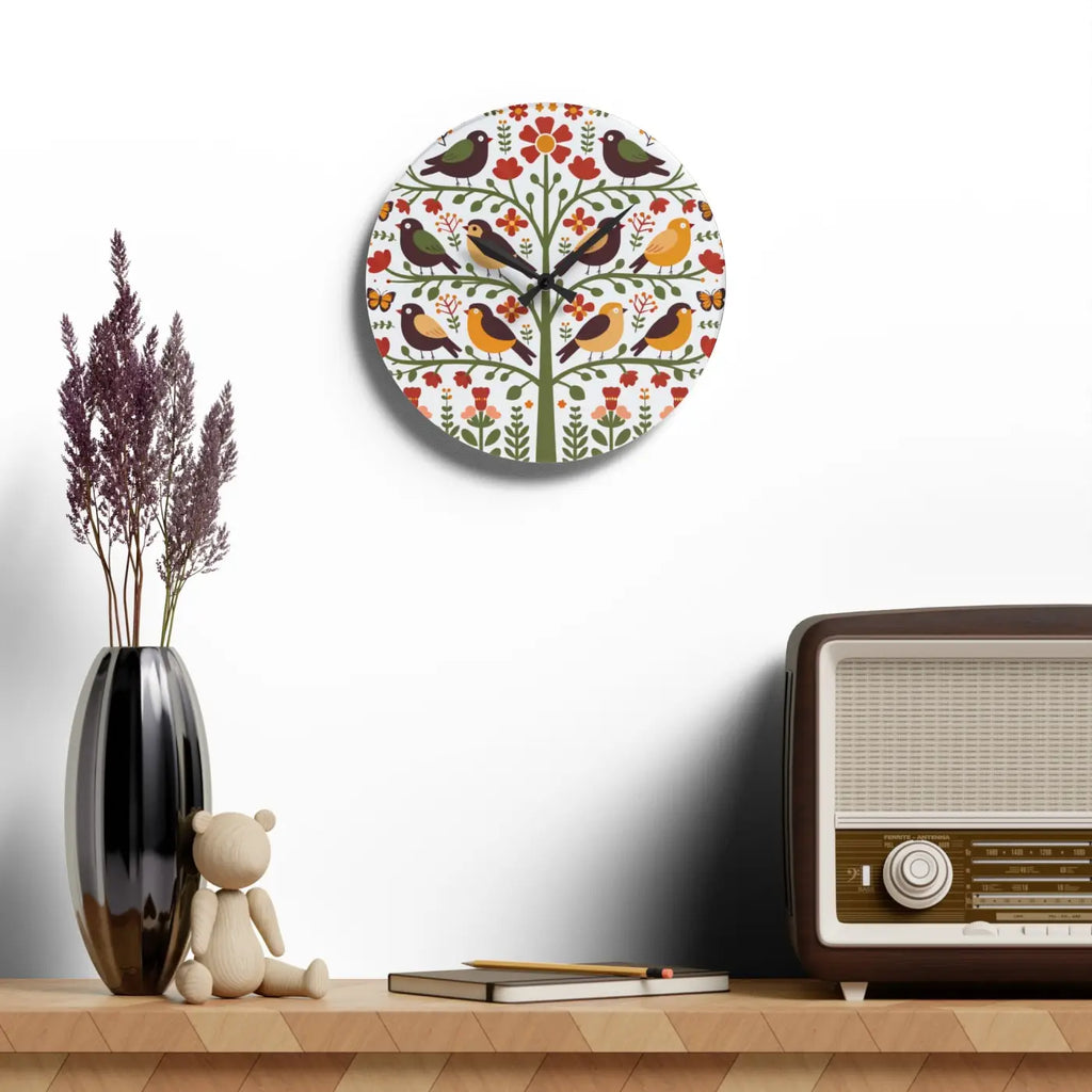 Vintage Bird Wall Clock - Vibrant Prints for Home - DipaliZ