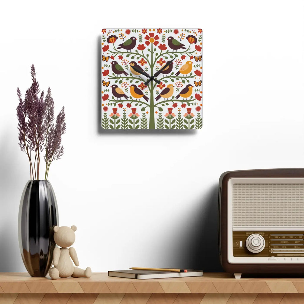 Vintage Bird Wall Clock - Vibrant Prints for Home - DipaliZ