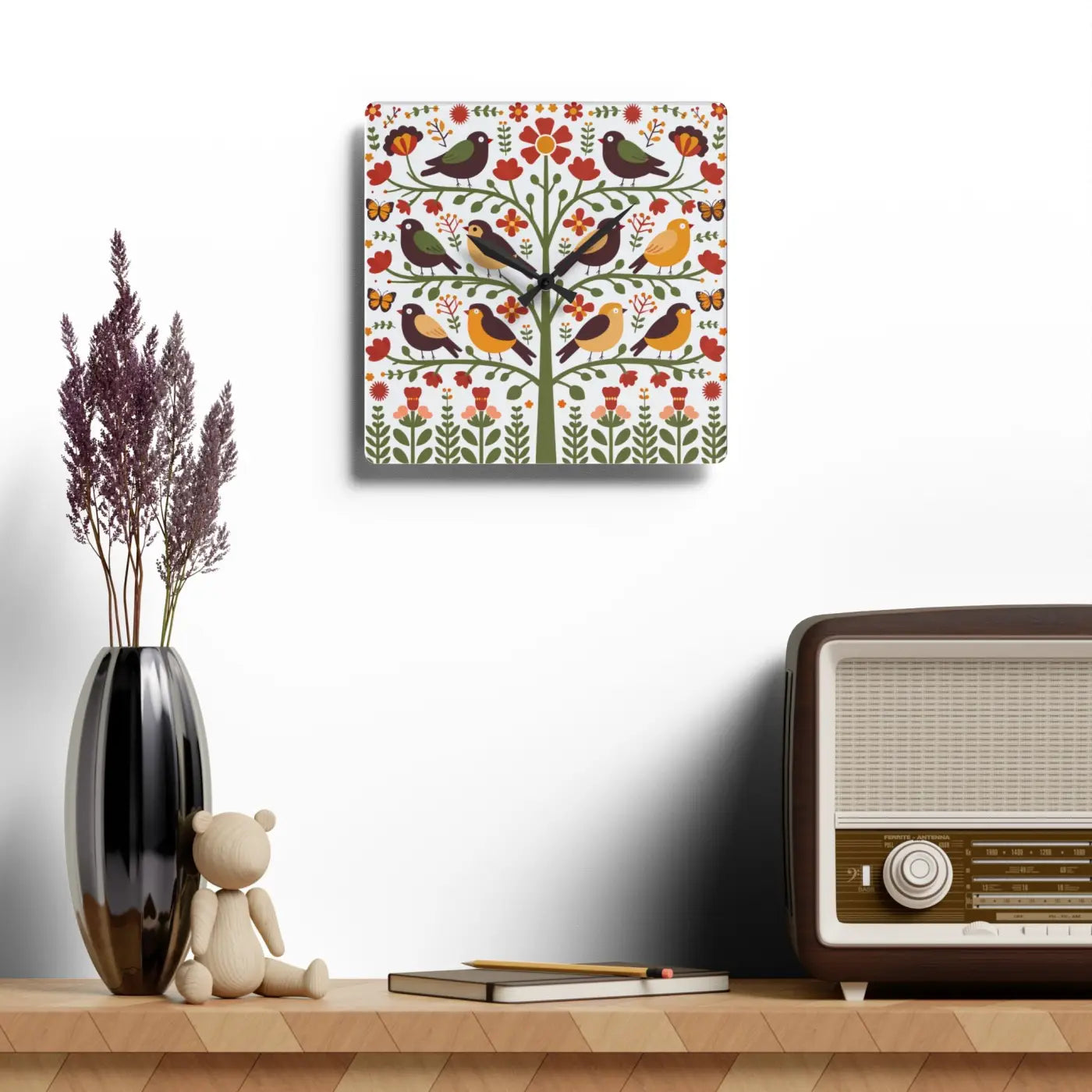 Vintage Bird Wall Clock - Vibrant Prints for Home - DipaliZ