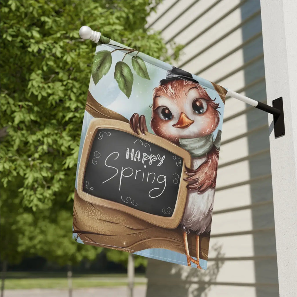 Happy Spring Slate Banner - Cheerful Bird Garden Decor - DipaliZ