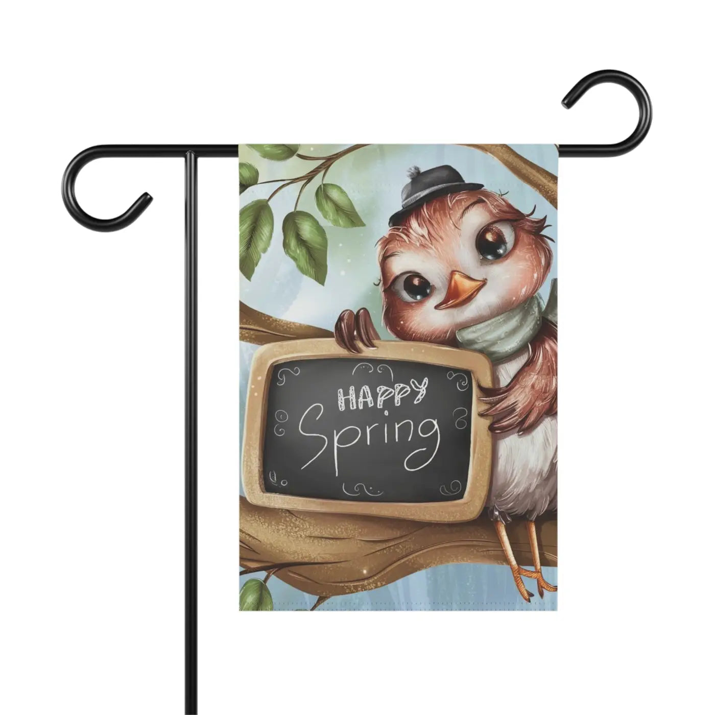 Happy Spring Slate Banner - Cheerful Bird Garden Decor - DipaliZ