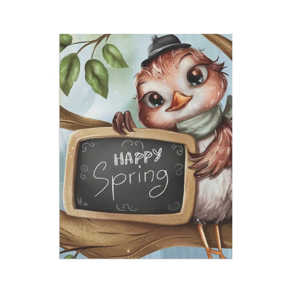 Happy Spring Slate Banner - Cheerful Bird Garden Decor - DipaliZ