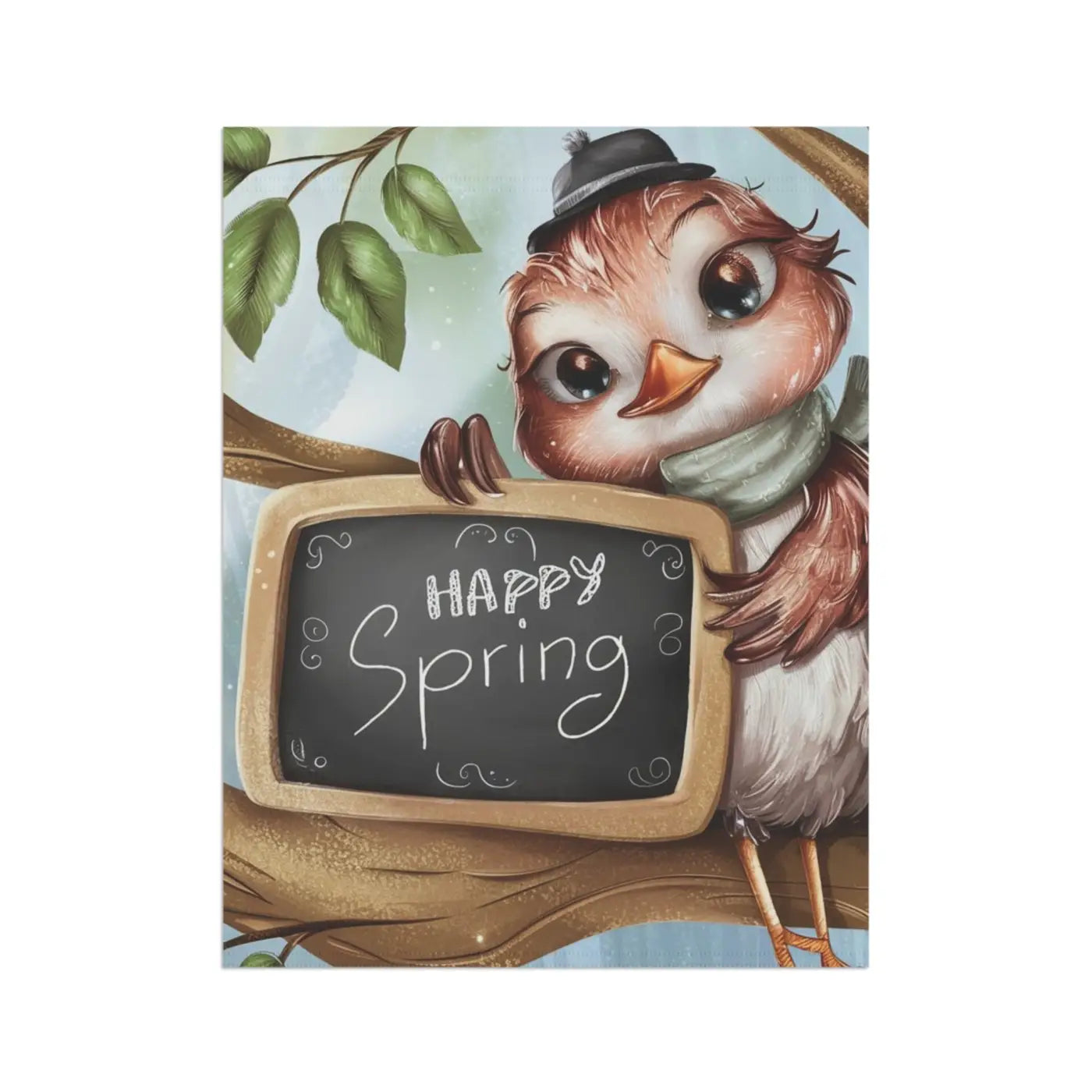 Happy Spring Slate Banner - Cheerful Bird Garden Decor - DipaliZ