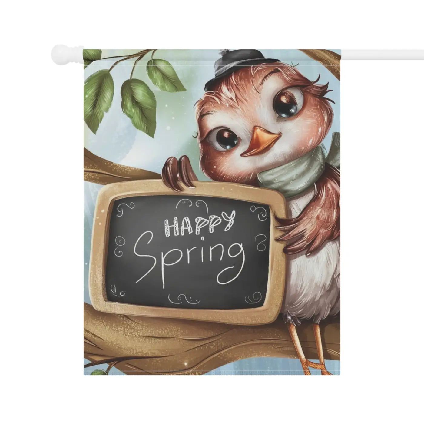 Happy Spring Slate Banner - Cheerful Bird Garden Decor - DipaliZ