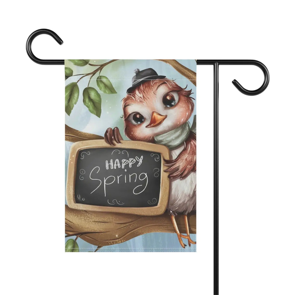 Happy Spring Slate Banner - Cheerful Bird Garden Decor - DipaliZ