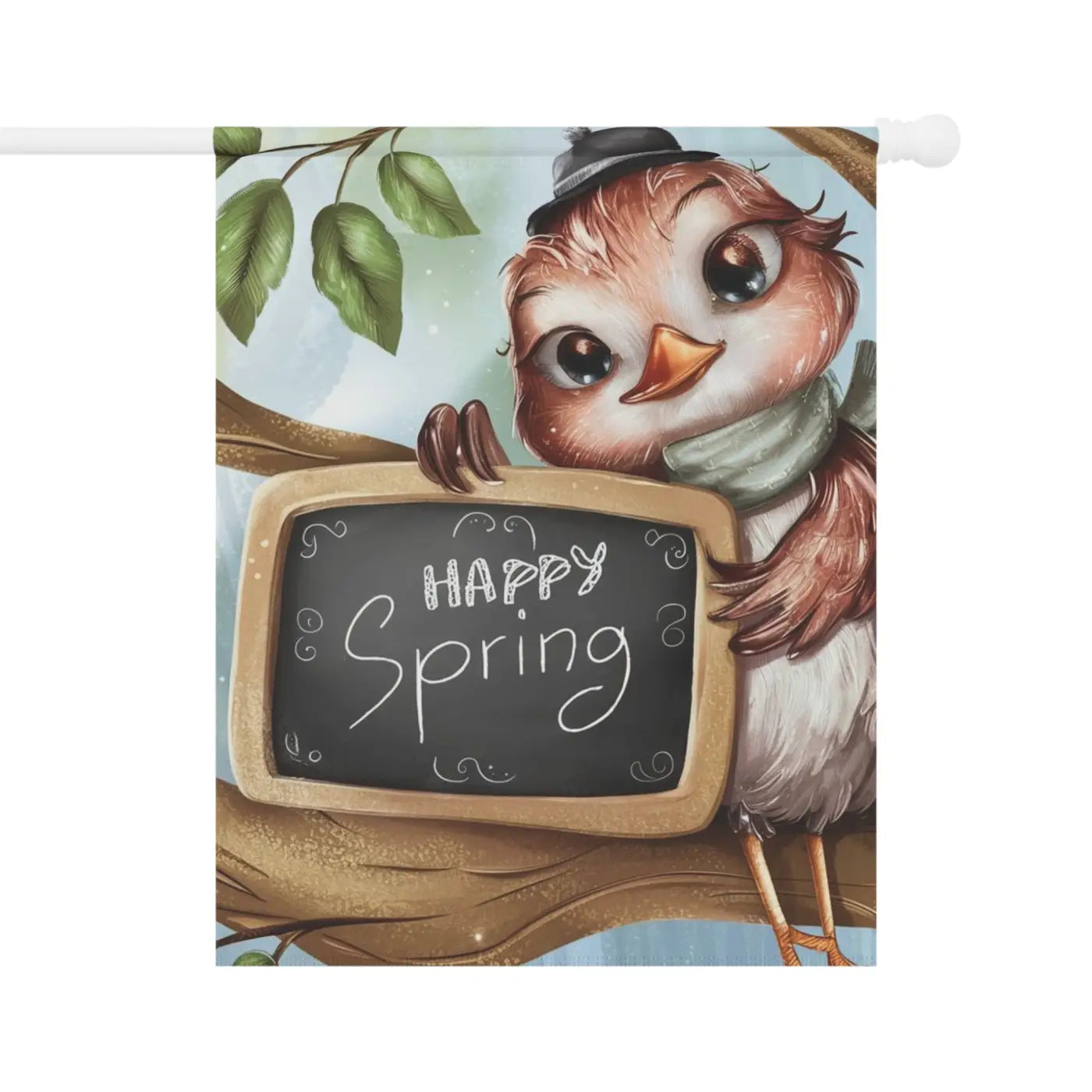 Happy Spring Slate Banner - Cheerful Bird Garden Decor - DipaliZ