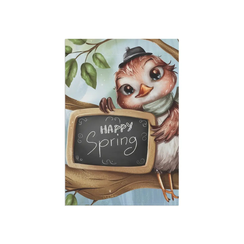 Happy Spring Slate Banner - Cheerful Bird Garden Decor - DipaliZ