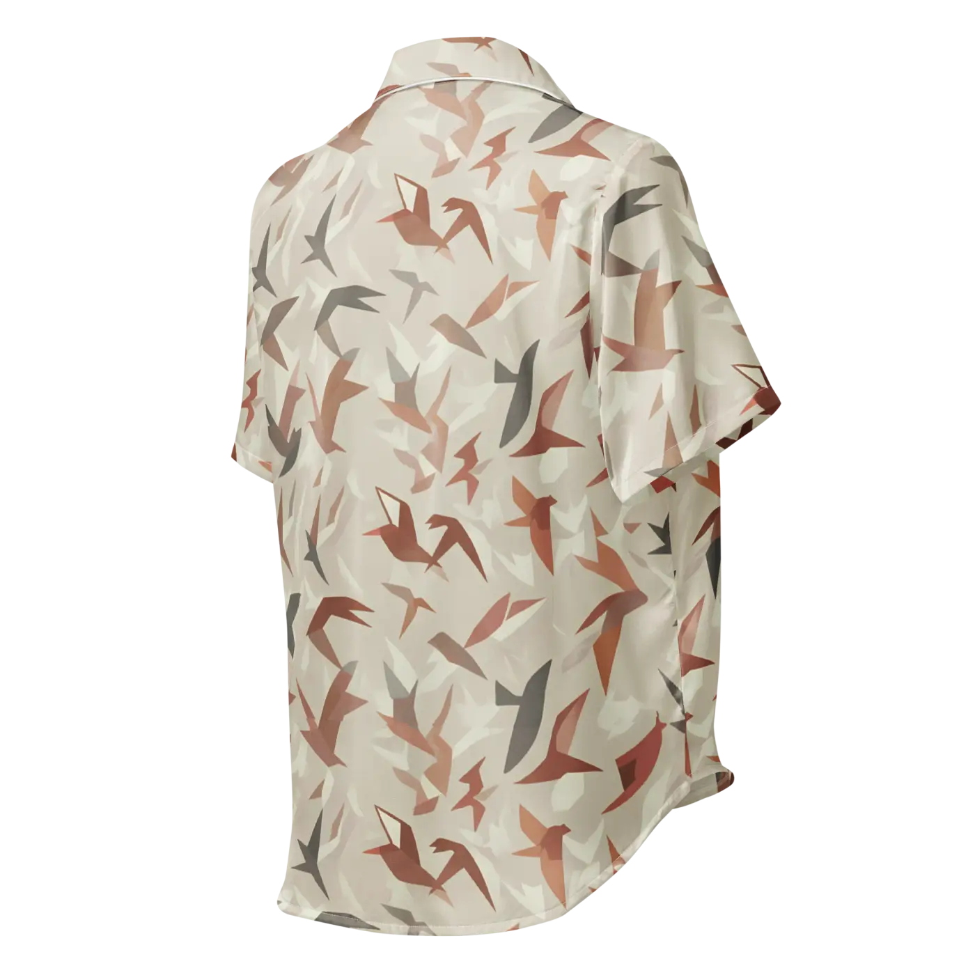 Satin Birds Print Short Sleeve Pajama Top - Silky Comfort - DipaliZ