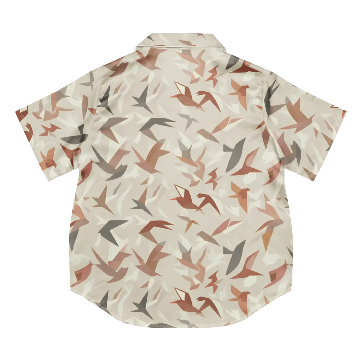 Satin Birds Print Short Sleeve Pajama Top - Silky Comfort - DipaliZ