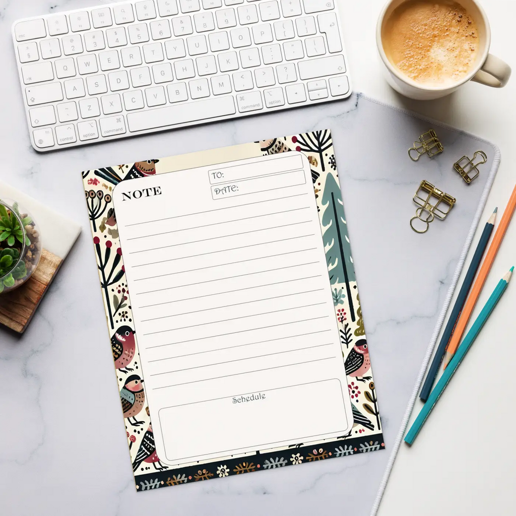 Stylish Birds Daily Planner Notepad - Creative Organization - DipaliZ