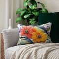 Spun Polyester Lumbar Pillow - Birds and Flowers Design - DipaliZ