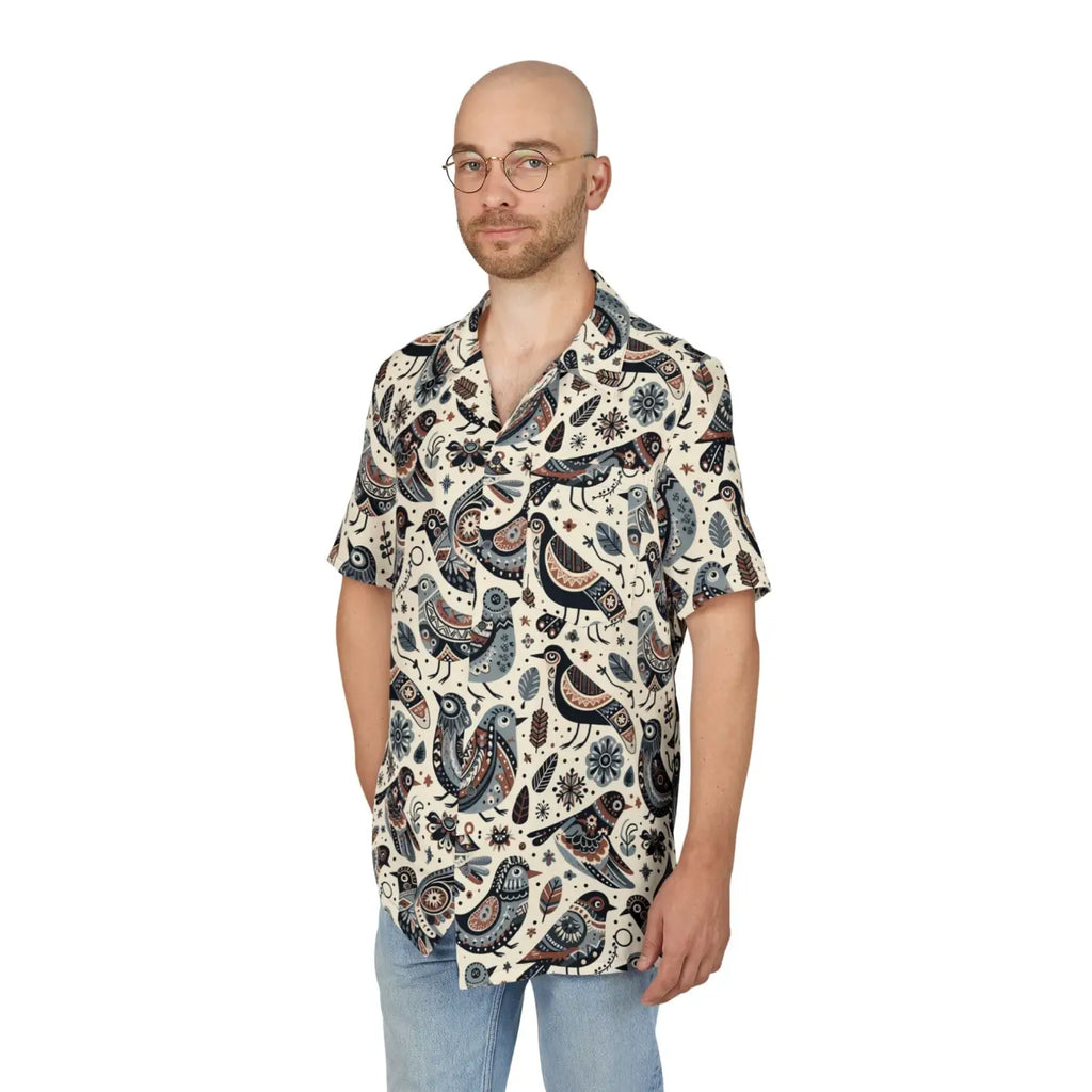 Vibrant Birds Unisex Hawaiian Button-Down - Tropical Style - DipaliZ