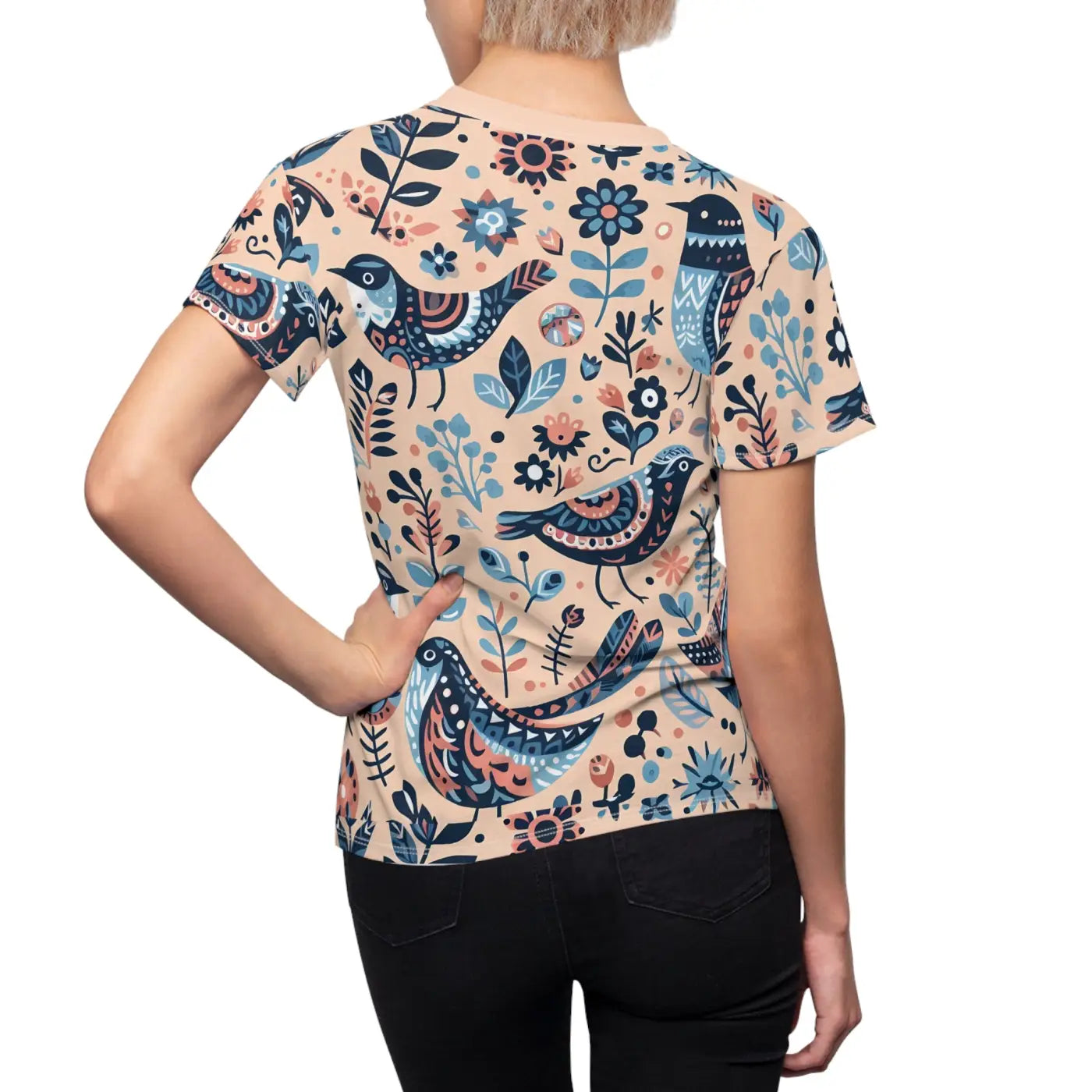 Birds Pattern Sew Tee - Soaring Style Comfort - DipaliZ