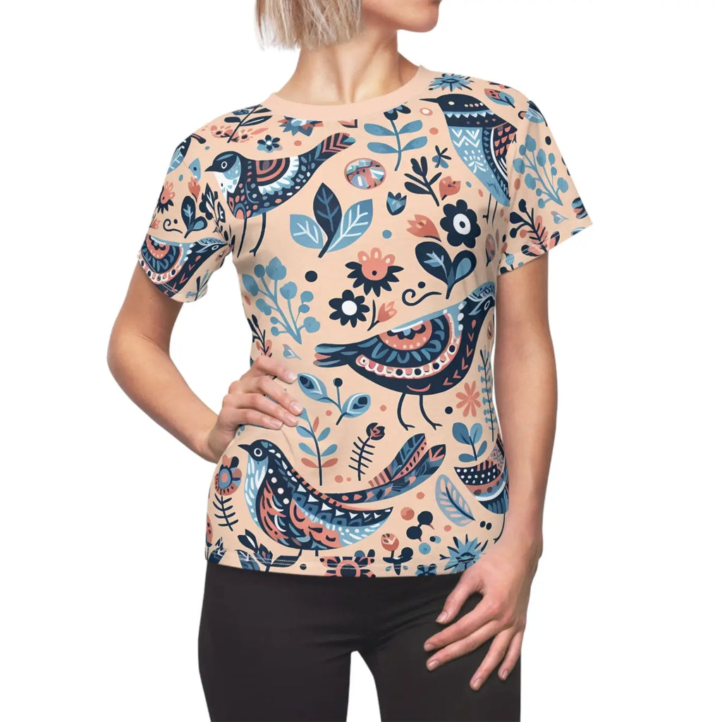 Birds Pattern Sew Tee - Soaring Style Comfort - DipaliZ