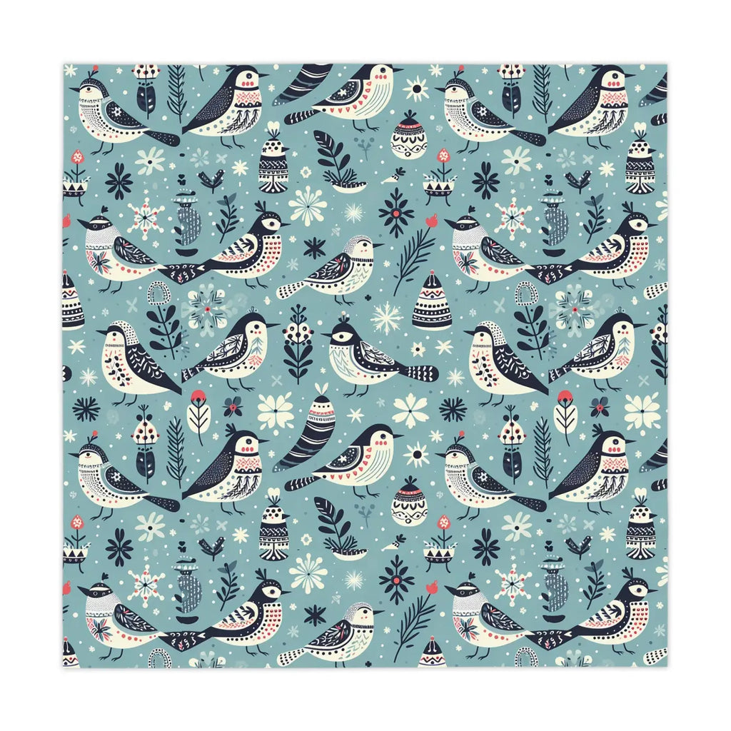 Teal Tablecloth - Intricate Bird Motifs for Table Setting - DipaliZ
