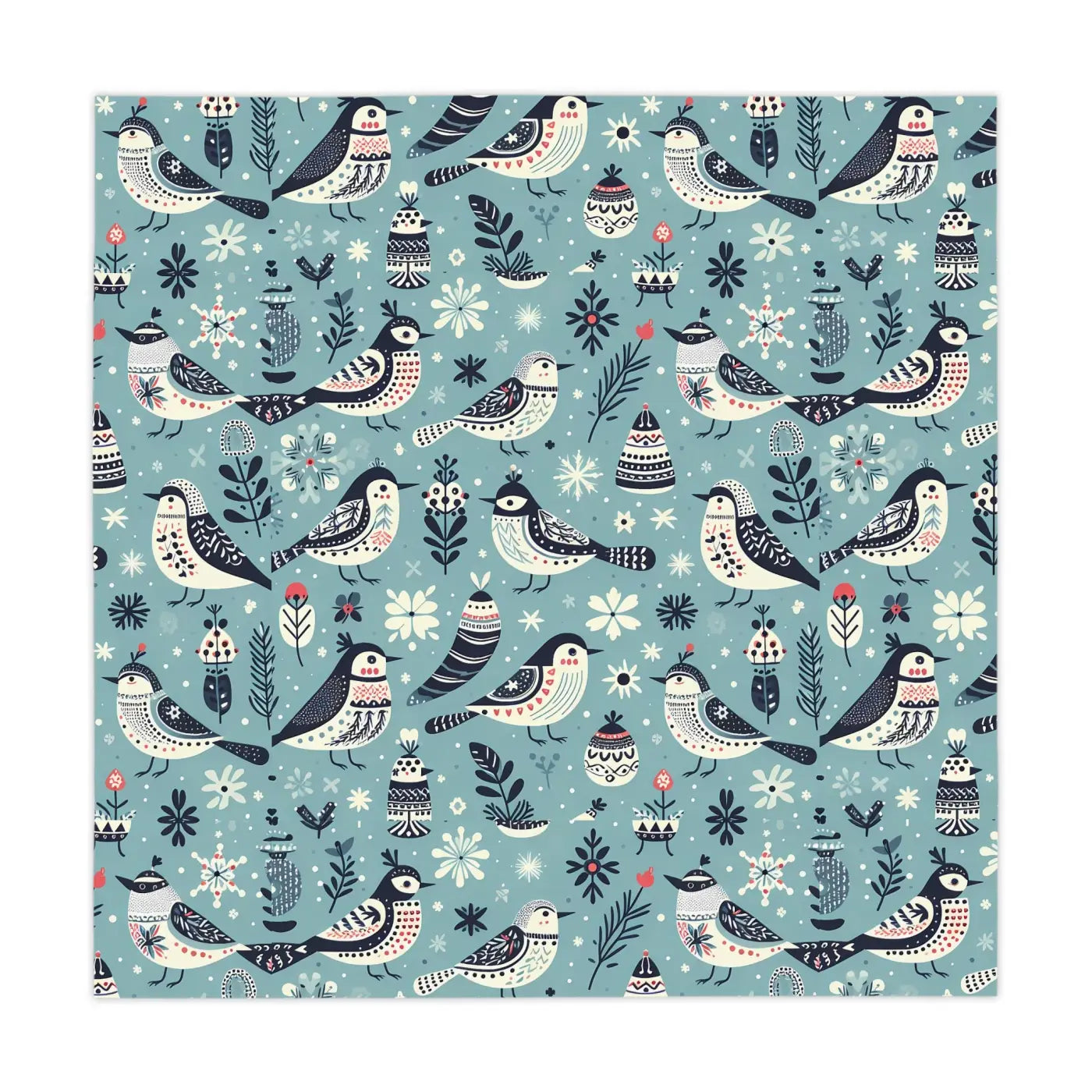 Teal Tablecloth - Intricate Bird Motifs for Table Setting - DipaliZ