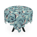 Teal Tablecloth - Intricate Bird Motifs for Table Setting - DipaliZ