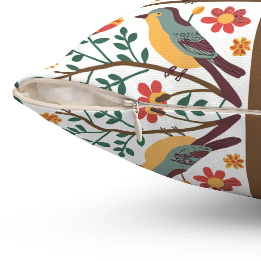 Birds On A Tree Throw Pillow - Spun Polyester Square - DipaliZ