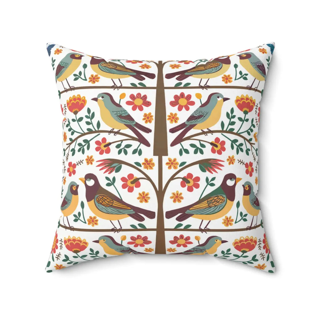 Birds On A Tree Throw Pillow - Spun Polyester Square - DipaliZ