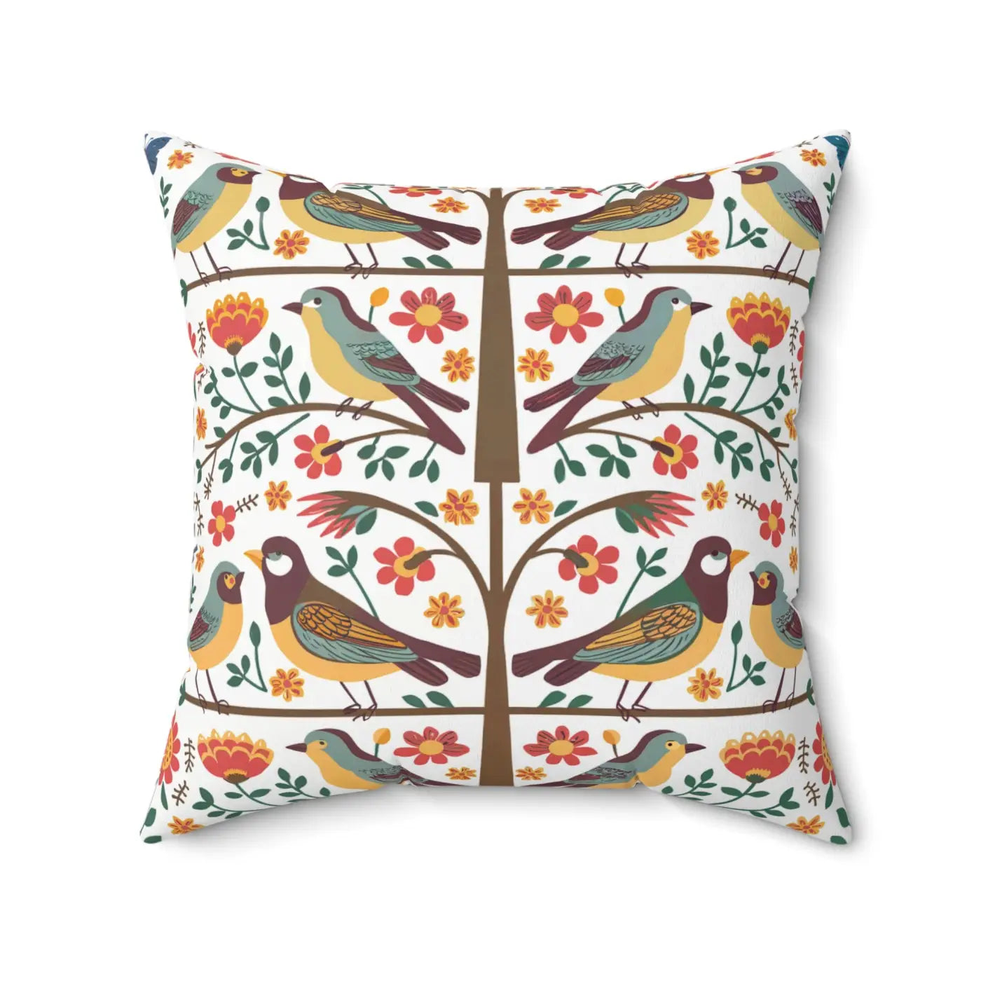 Birds On A Tree Throw Pillow - Spun Polyester Square - DipaliZ