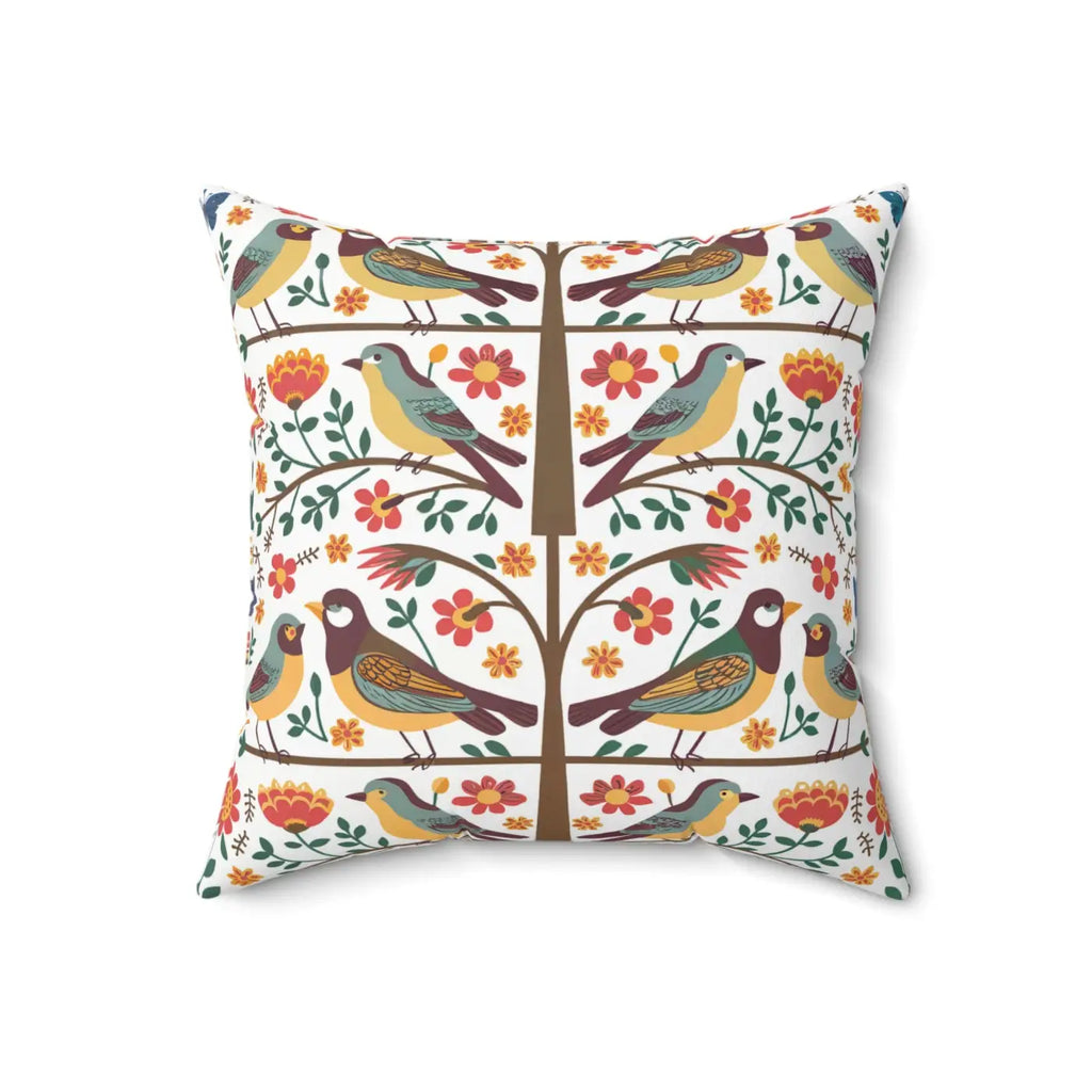 Birds On A Tree Throw Pillow - Spun Polyester Square - DipaliZ