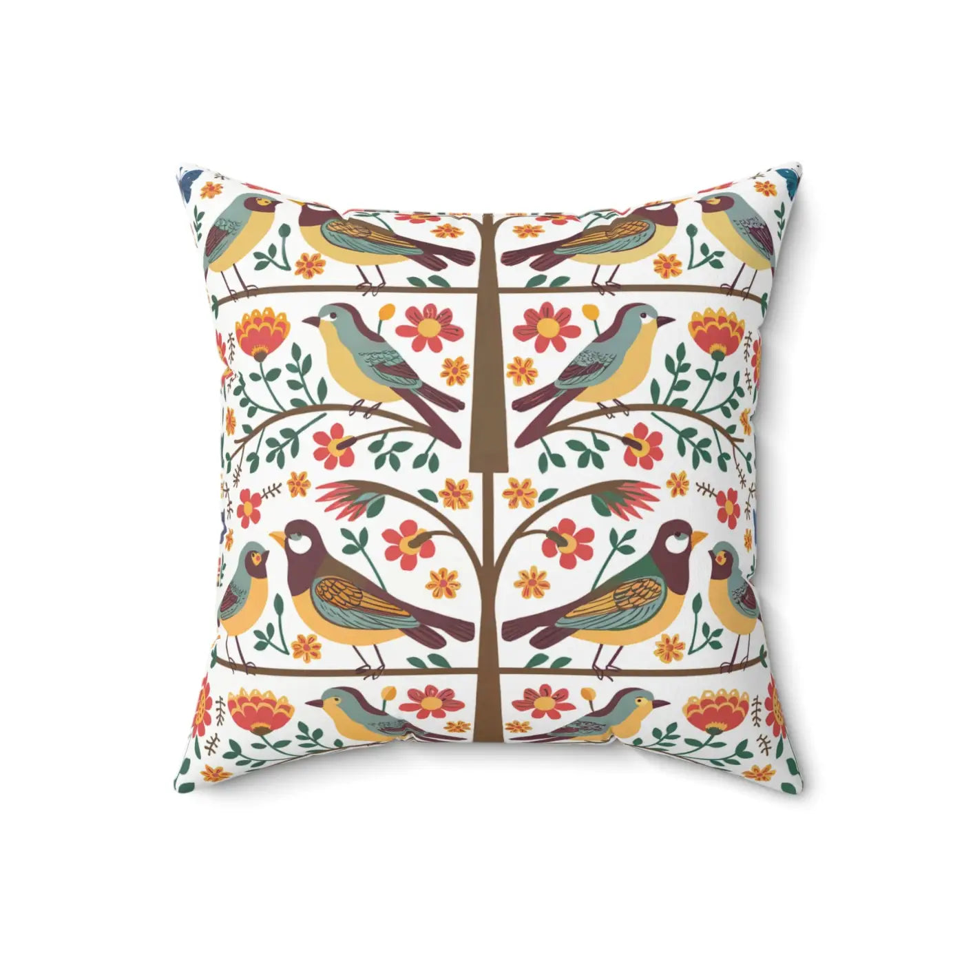 Birds On A Tree Throw Pillow - Spun Polyester Square - DipaliZ