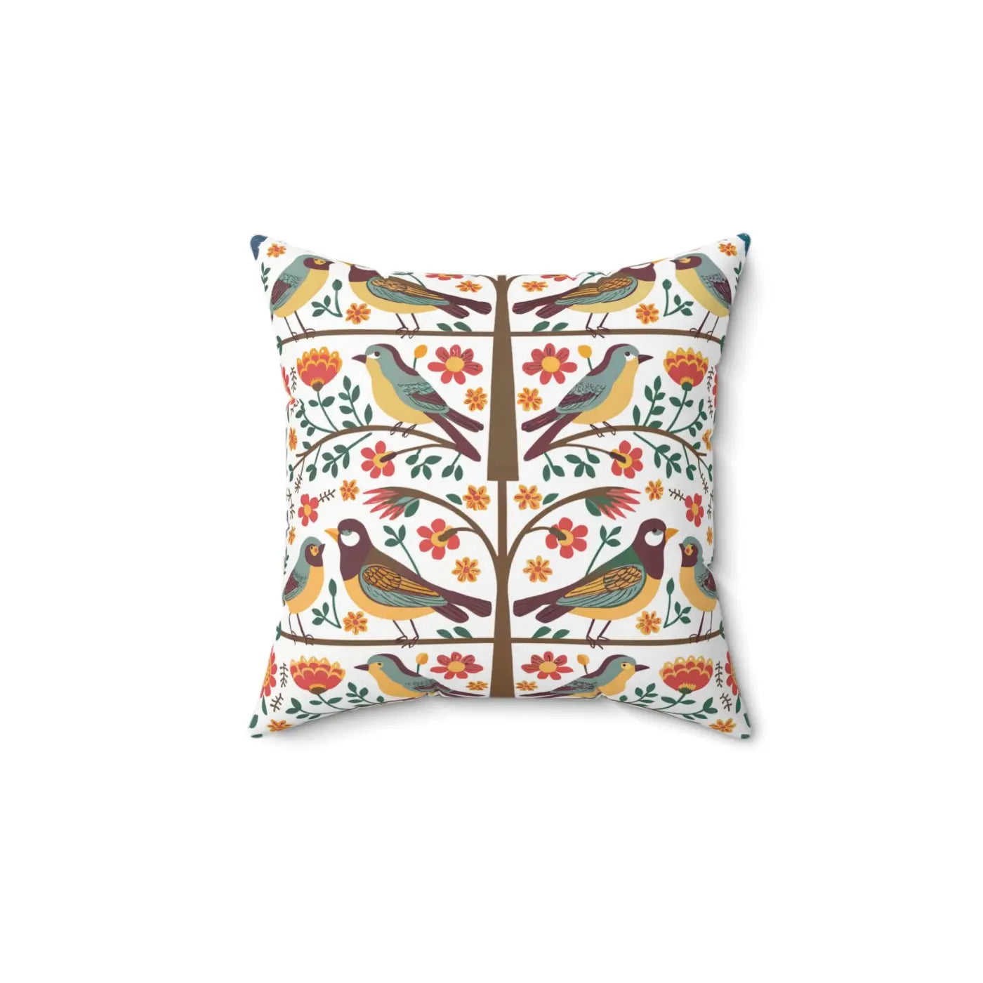 Birds On A Tree Throw Pillow - Spun Polyester Square - DipaliZ