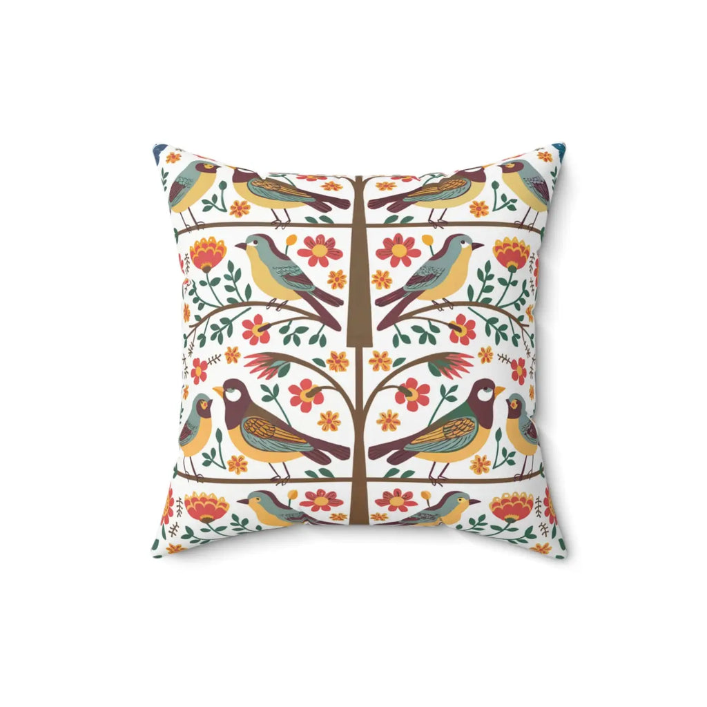 Birds On A Tree Throw Pillow - Spun Polyester Square - DipaliZ