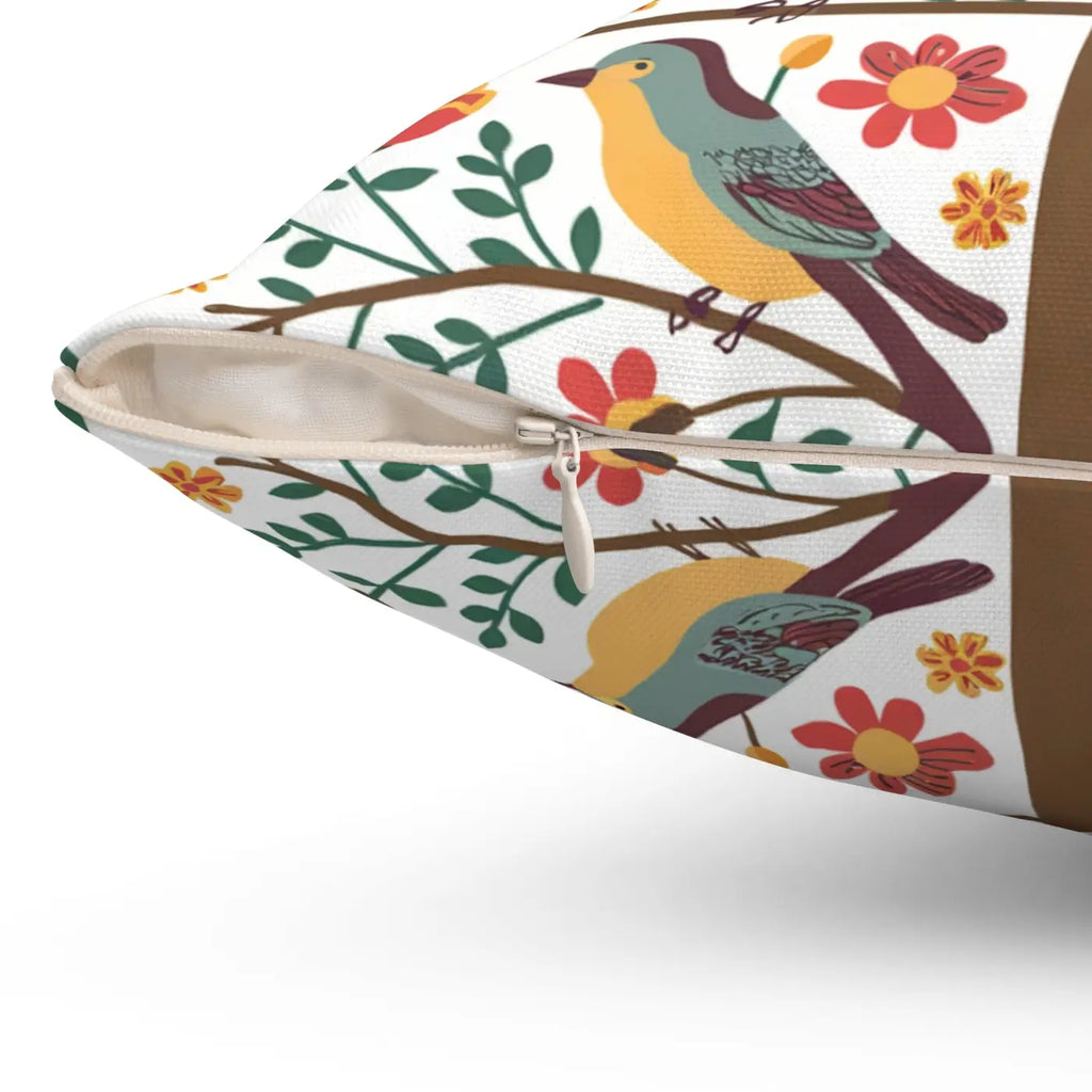 Birds On A Tree Throw Pillow - Spun Polyester Square - DipaliZ