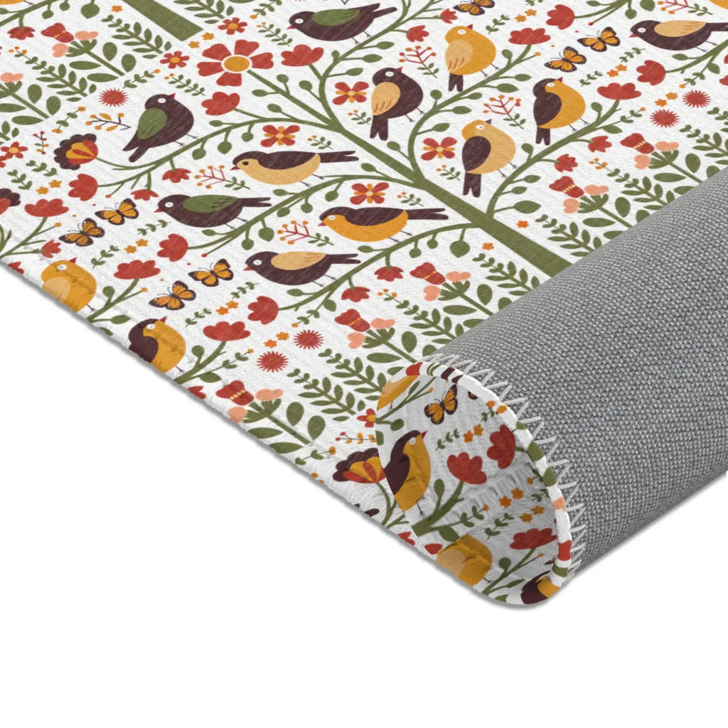 Birds and Trees Area Rug - Nature Inspired Home Decor - DipaliZ