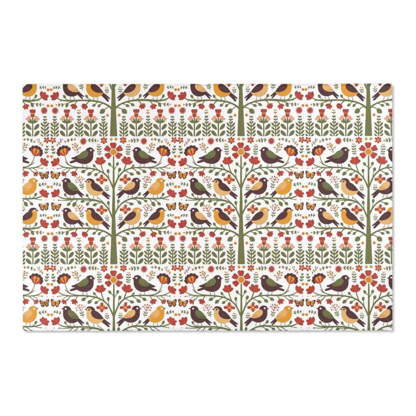 Birds and Trees Area Rug - Nature Inspired Home Decor - DipaliZ