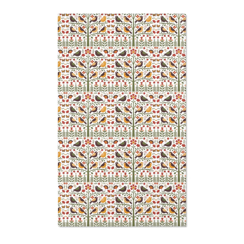 Birds and Trees Area Rug - Nature Inspired Home Decor - DipaliZ