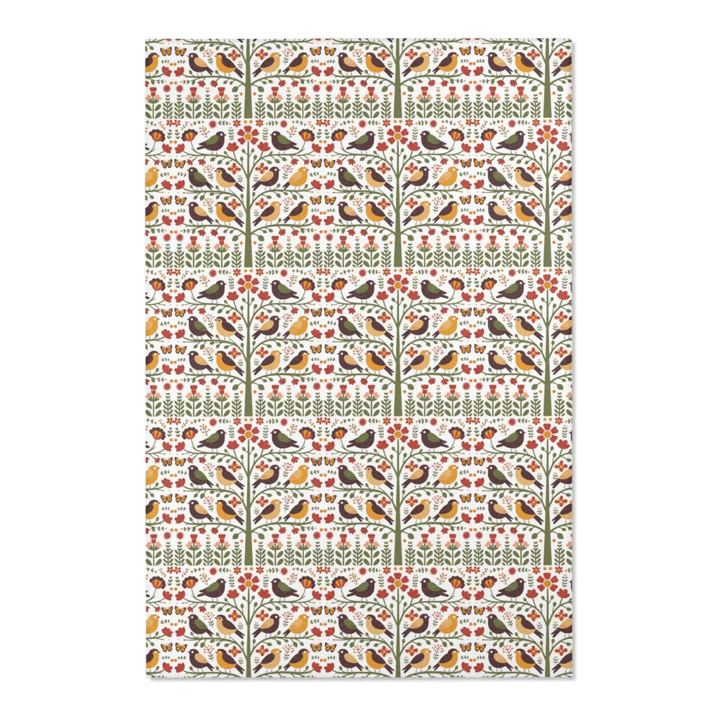 Birds and Trees Area Rug - Nature Inspired Home Decor - DipaliZ