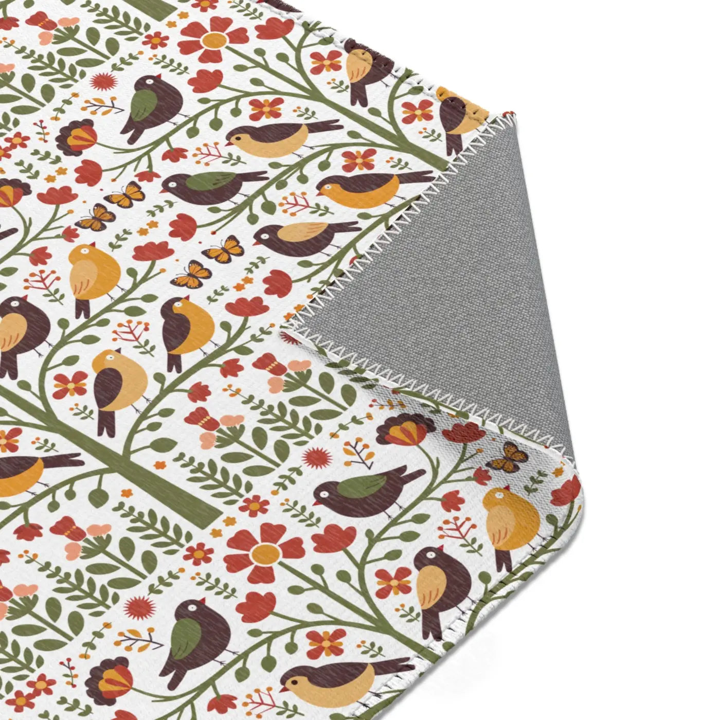 Birds and Trees Area Rug - Nature Inspired Home Decor - DipaliZ