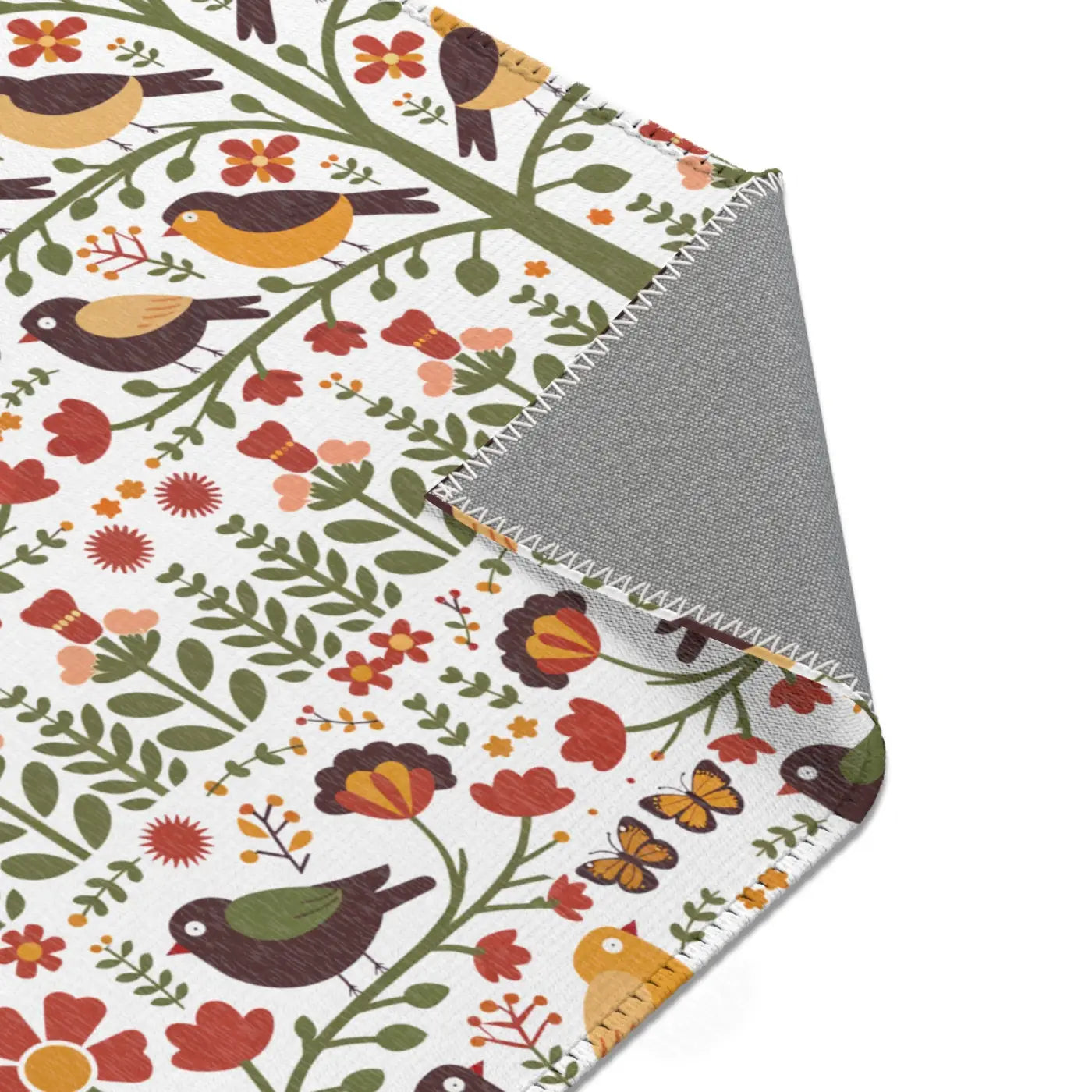 Birds and Trees Area Rug - Nature Inspired Home Decor - DipaliZ