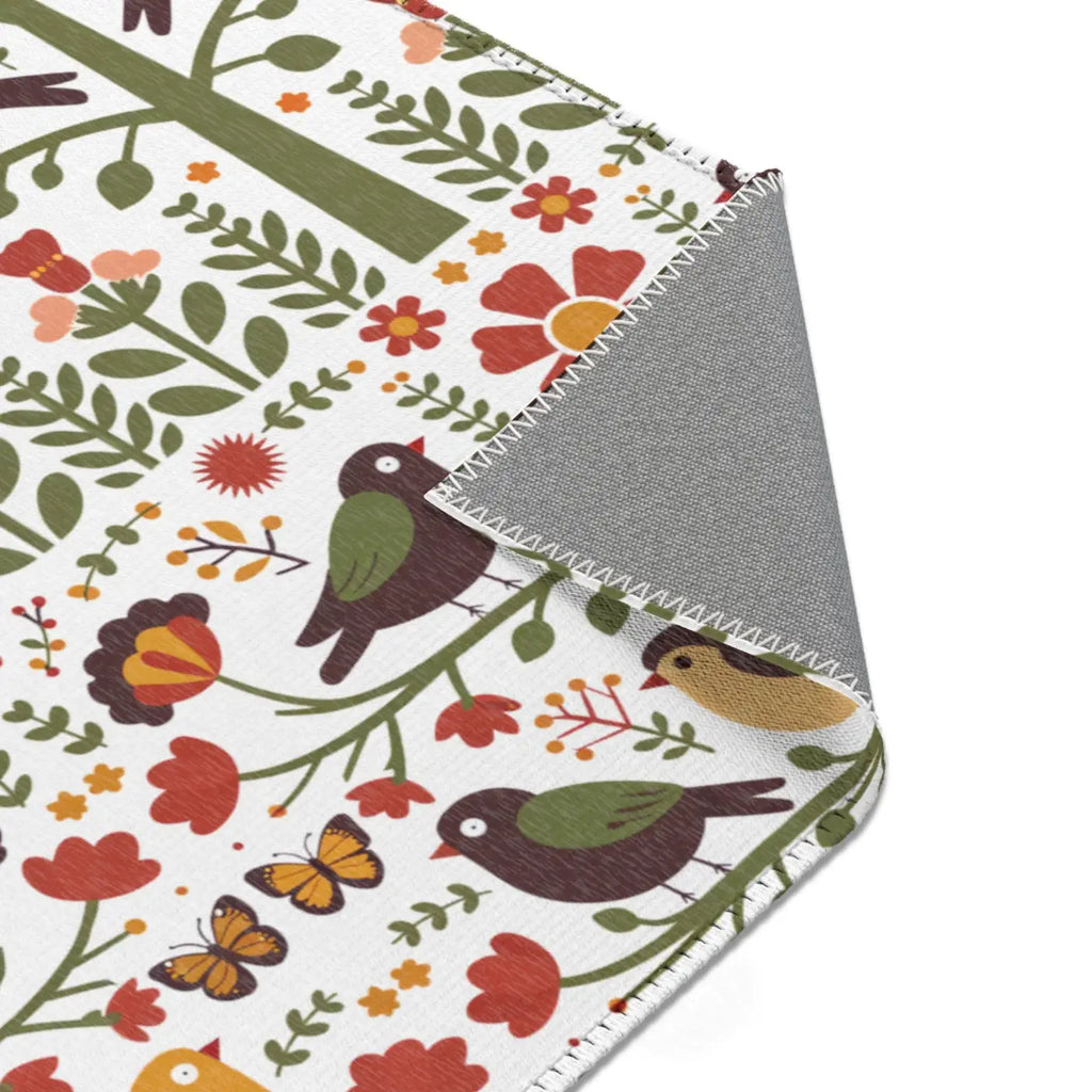 Birds and Trees Area Rug - Nature Inspired Home Decor - DipaliZ