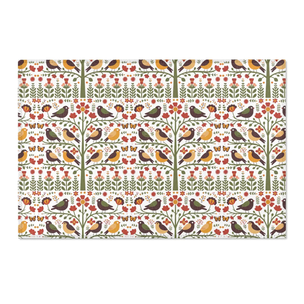 Birds and Trees Area Rug - Nature Inspired Home Decor - DipaliZ