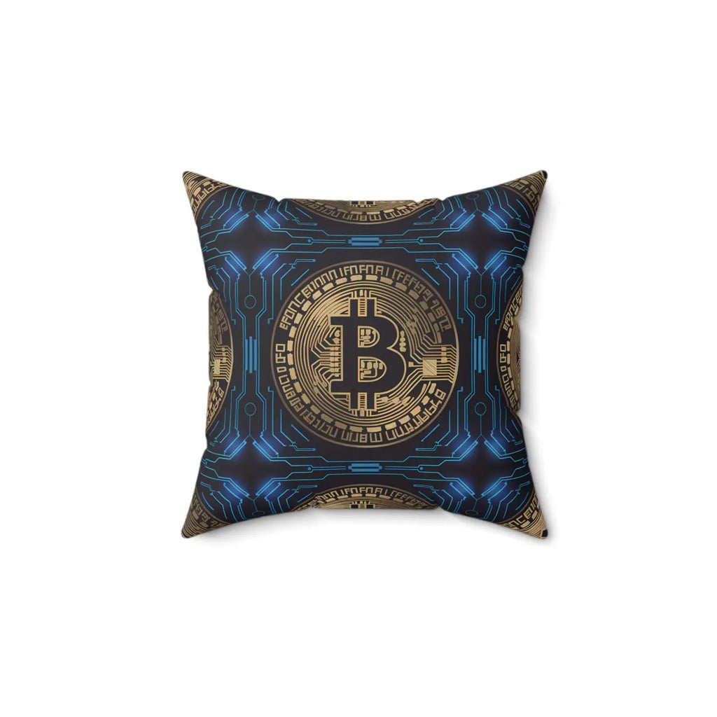 Bitcoin Bliss Blue Pillow - Spun Polyester Throw Decor - DipaliZ