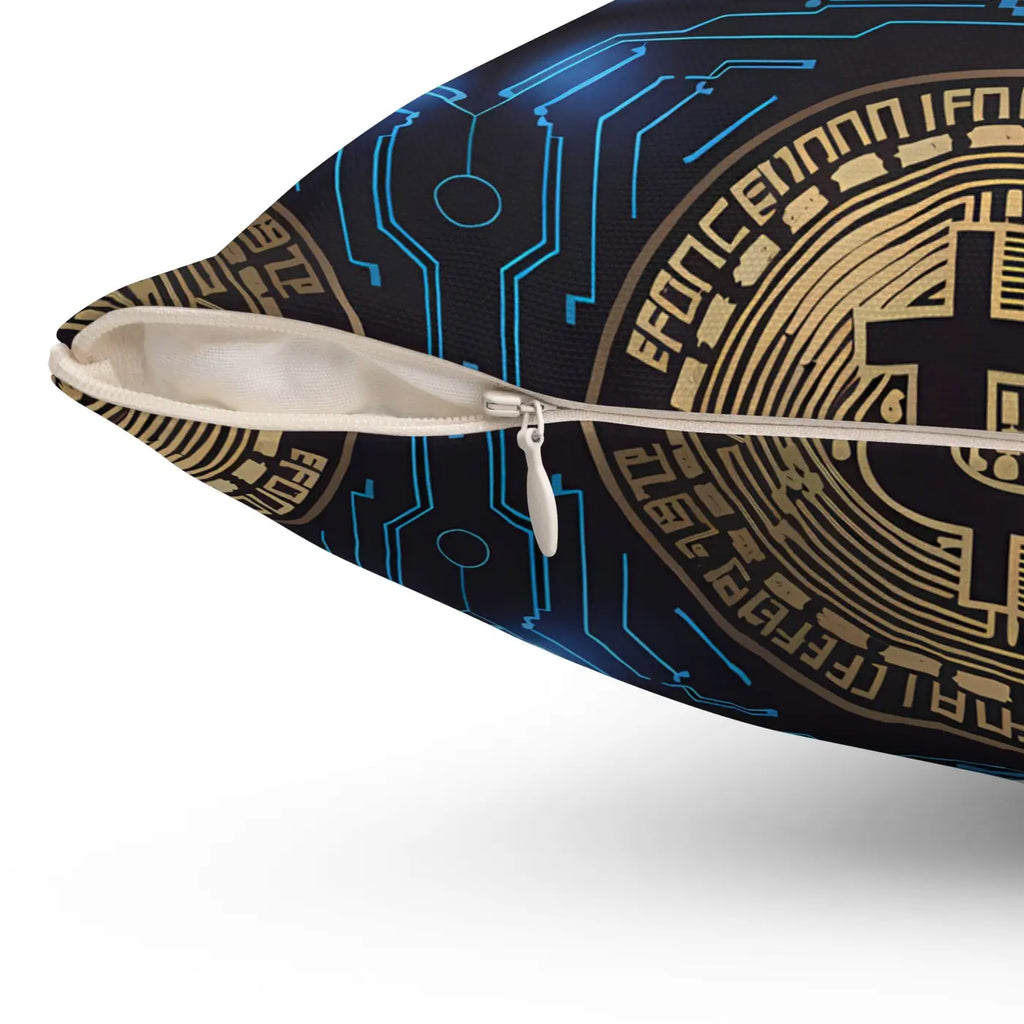 Bitcoin Bliss Blue Pillow - Spun Polyester Throw Decor - DipaliZ