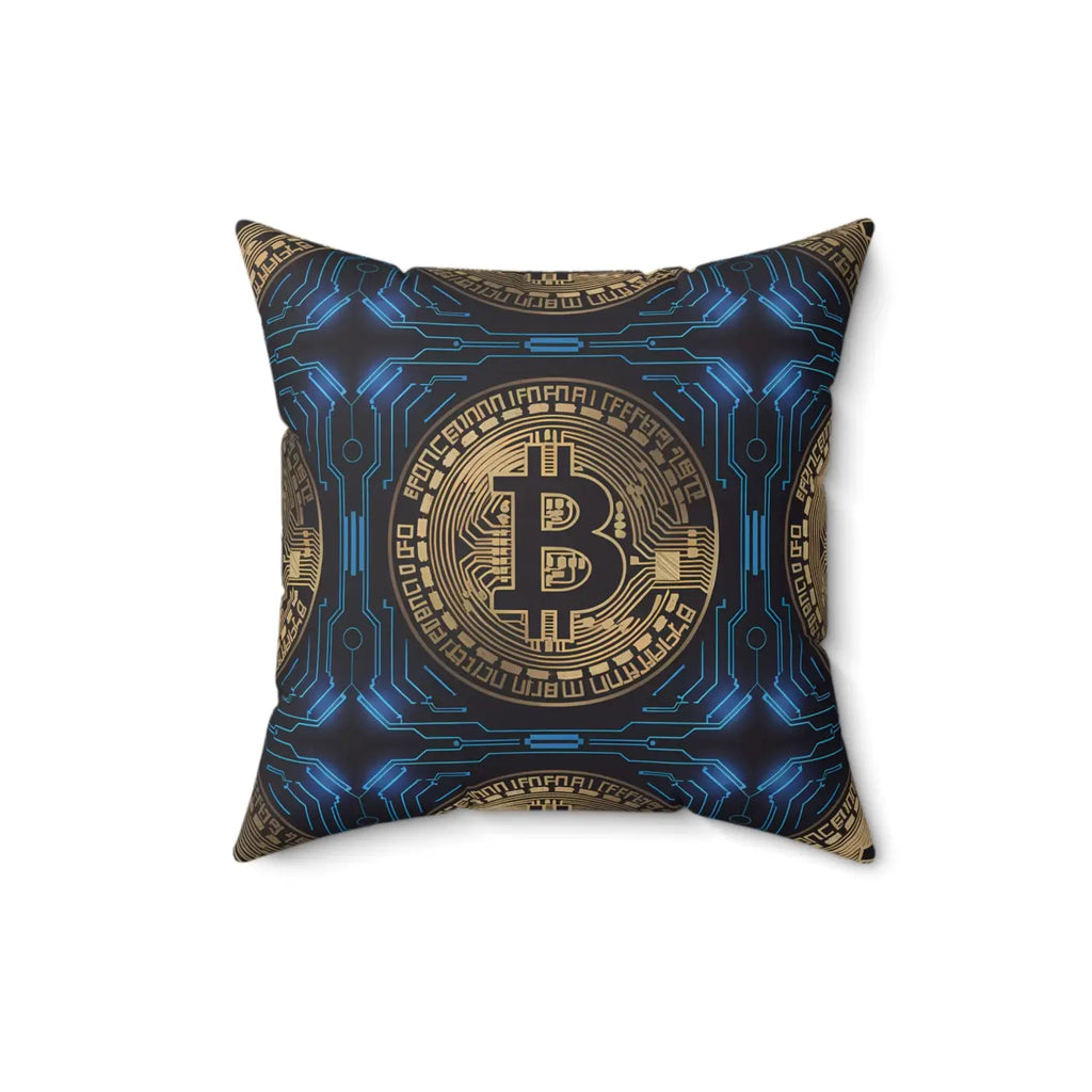 Bitcoin Bliss Blue Pillow - Spun Polyester Throw Decor - DipaliZ